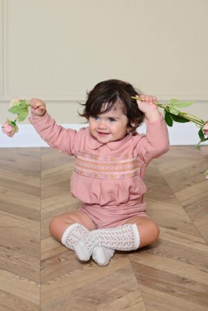 בייבי בנות- וינטג' רקמה וורוד