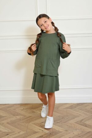 חצאית טריקו ירוק זית